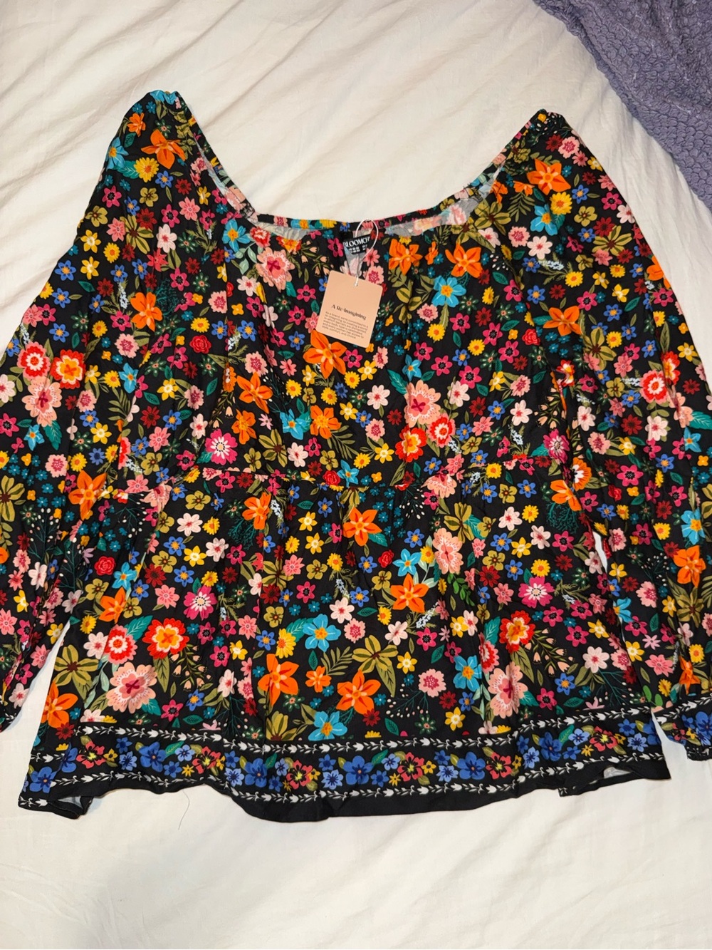 Bloom Chic Floral long sleeve Blouse NWT
